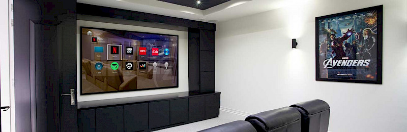 home cinema with in-wall triad speakers