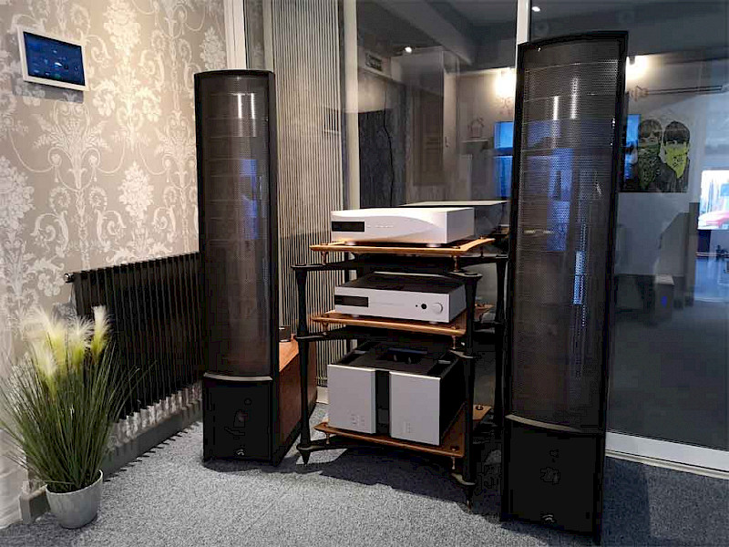 Martin Logan speakers with dcs and vitus on quadraspire rack