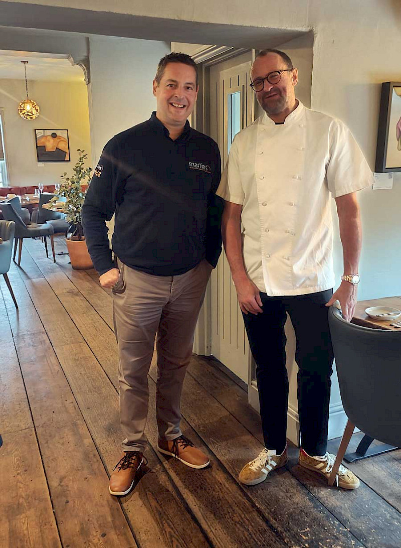 Chef Patron Daniel Smith and Martins Hi-Fi General Manager Marcus Harbord at The Wildebeest, marking their collaboration.