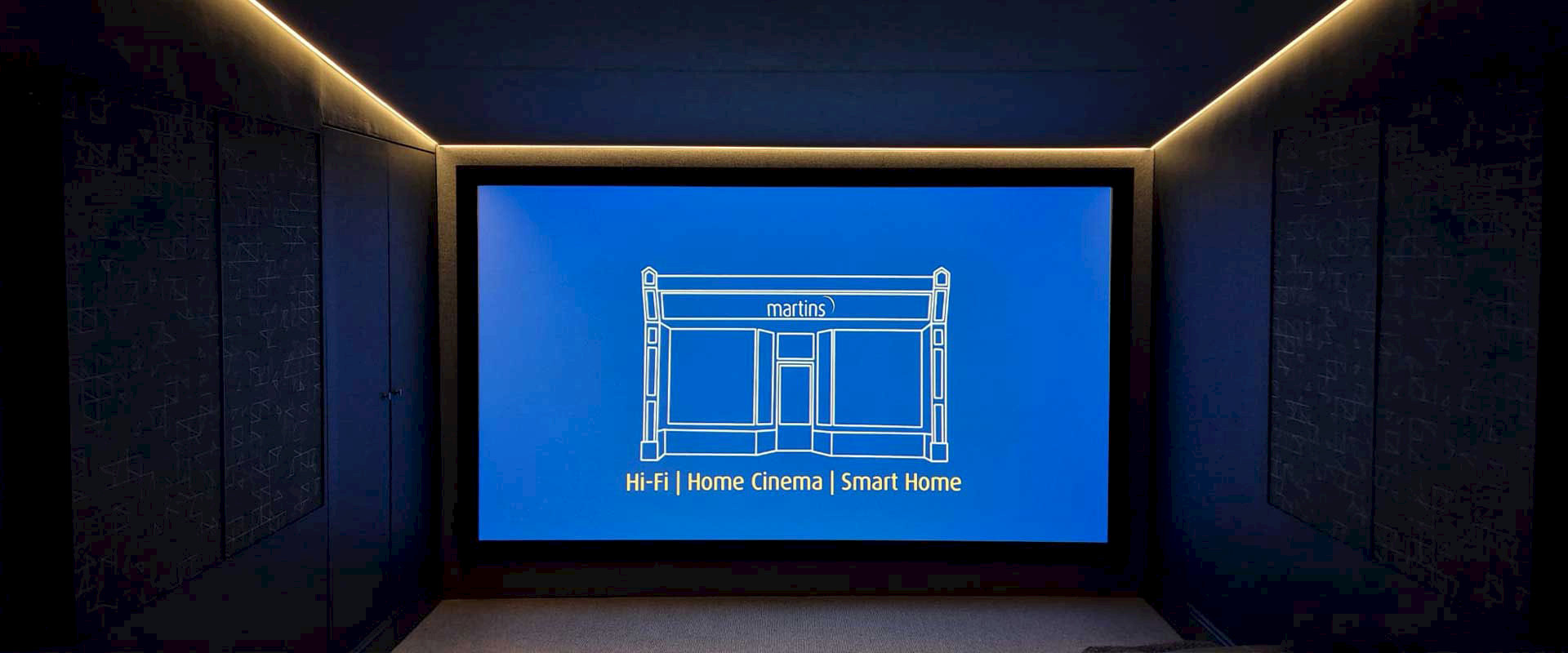 Home Cinema with Martins Hi-Fi Logo on the screen
